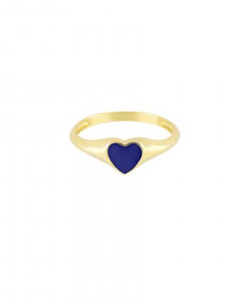 انگشتر پینکی قلب با میناکاری آبی درریس Doris کد P3132