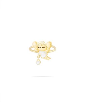 انگشتر رینگ فرشته خوشحالی با میناکاری سفید و قلب درریس Doris کد P2138