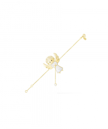 دستبند فرشته عشق با میناکاری سفید درریس Doris کد P3472