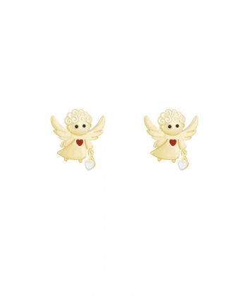 گوشواره میخی فرشته نیکه قلب قرمز با قلب درخشان درریس Doris کد P3473