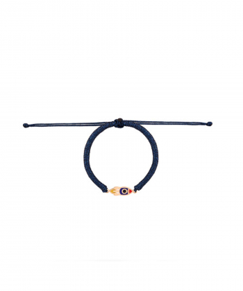 دستبند بافت لمه سرمه ای موشک با میناکاری قرمز و آبی درریس Doris کد P3356