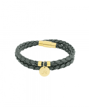 دستبند یار حکاکی با چرم دو دور بافت درریس Doris کد P952