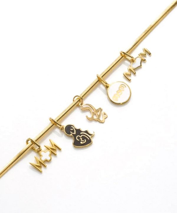 آویز دایره mom بامیناکاری سفید درریس Doris کد P3080