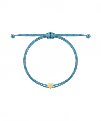 دستبند قلب توپر با نخ لمه آبی درریس Doris کد P3165