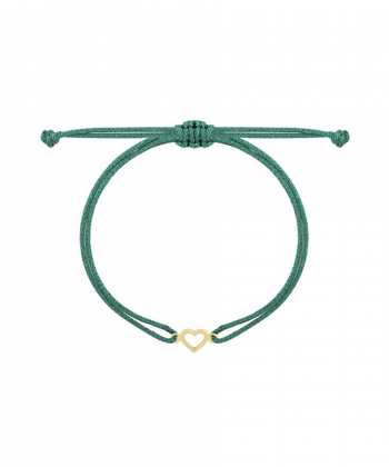 دستبند قلب تو خالی با نخ لمه سبز درریس Doris کد P3168
