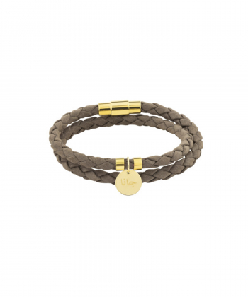 دستبند چرمی دایره با حکاکی جانا خاکی درریس Doris کد P3056