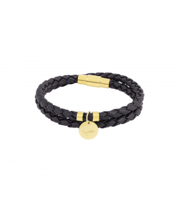 دستبند چرم دایره با حکاکی حب درریس Doris کد P3052