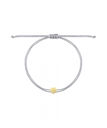 دستبند قلب توپر با نخ لمه طوسی درریس Doris کد P3169