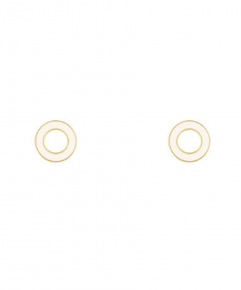 گوشواره لیندو دایره با میناکاری سفید درریس Doris کد P3285