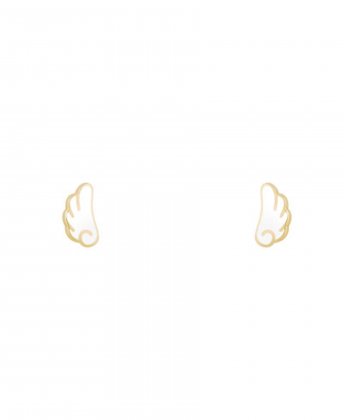 گوشواره میخی بال فرشته کوچولو با میناکاری سفید درریس Doris کد P3298