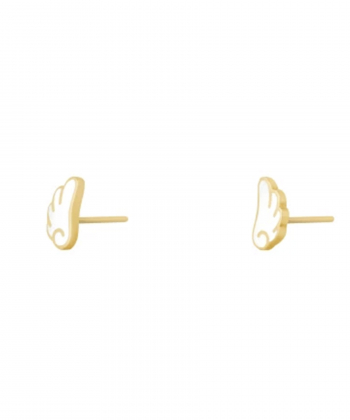 گوشواره میخی بال فرشته کوچولو با میناکاری سفید درریس Doris کد P3298