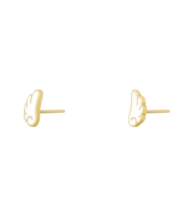 گوشواره میخی بال فرشته کوچولو با میناکاری سفید درریس Doris کد P3298