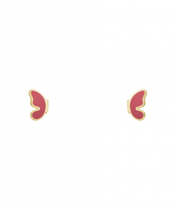 گوشواره میخی بال پروانک با میناکاری صورتی درریس Doris کد P3304