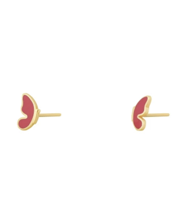 گوشواره میخی بال پروانک با میناکاری صورتی درریس Doris کد P3304