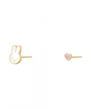 گوشواره میخی خرگوش کوچولو و قلبک صورتی درریس Doris کد P3308