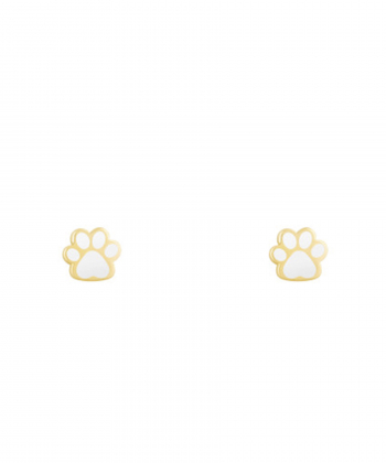 گوشواره میخی رد پا با میناکاری سفید درریس Doris کد P3344