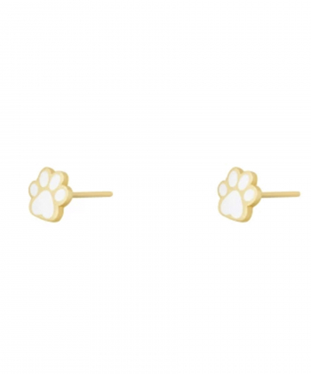 گوشواره میخی رد پا با میناکاری سفید درریس Doris کد P3344