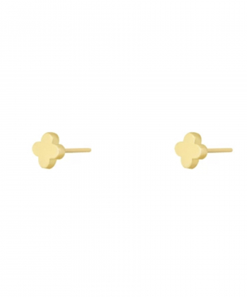 گوشواره میخی شبدر چهاربرگ طلایی کوچک سه بعدی درریس Doris کد P3329