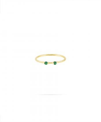 انگشتر پیچی با دو نگین سبز درریس Doris کد P2182