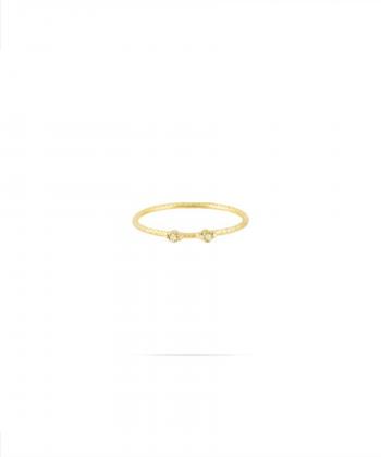 انگشتر پیچی با دو نگین زرد درریس Doris کد P2186