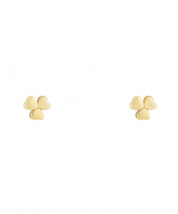 گوشواره میخی شبدر سه برگ طلایی سه بعدی درریس Doris کد P3315