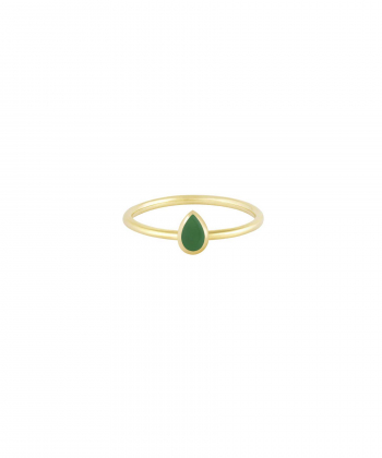 انگشتر اشکی با میناکاری سبز و رینگ مفتولی درریس Doris کد P3769