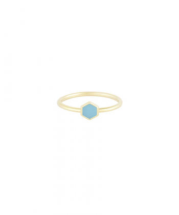 انگشتر هگزا با میناکاری فیروزه ایی و رینگ مفتولی درریس Doris کد P3771