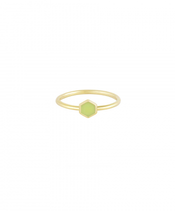 انگشتر هگزا با میناکاری زرد نئونی و رینگ مفتولی درریس Doris کد P3773