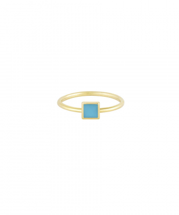 انگشتر تترا با میناکاری فیروزه ای و رینگ مفتولی درریس Doris کد P3777