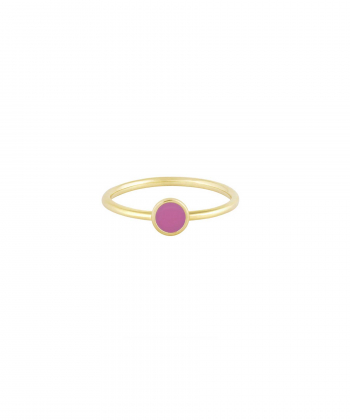 انگشتر دایره با میناکاری صورتی فلامینگو و رینگ مفتولی درریس Doris کد P3783