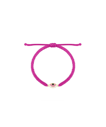 دستبند بافت سرخابی چشم نیمه باز وینک با میناکاری صورتی درریس Doris کد P3795