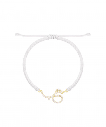 دستبند بافت سفید حب نگین دار درریس Doris کد P3649