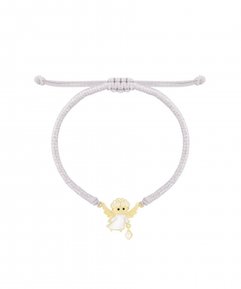 دستبند بافت لمه نقره ایی فرشته نیکه با میناکاری سفید و قلب درخشان درریس Doris کد P3652