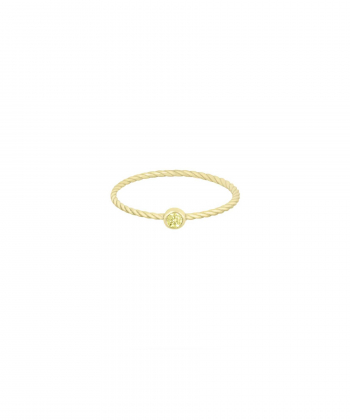 انگشتر تک نگین زرد با رینگ طناب پیچ دار درریس Doris کد P4231