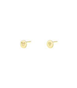 گوشواره میخی دایره با حکاکی میکی موس و قلب درریس Doris کد P4249