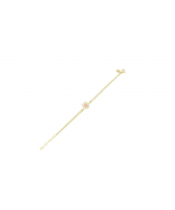 دستبند گل با میناکاری سفید و صورتی درریس Doris کد P4254