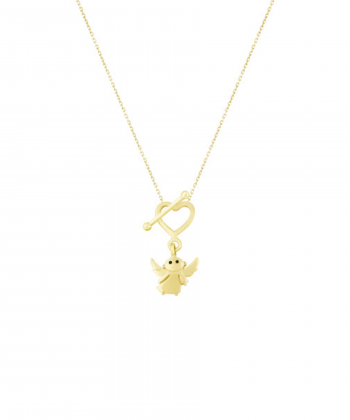 گردنبند زنجیری قلب و محور ساده با آویز فرشته پوتو درریس Doris کد P3553