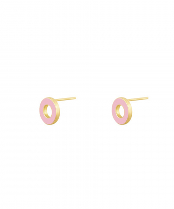 گوشواره لیندو دایره با میناکاری صورتی لایل درریس Doris کد P3557