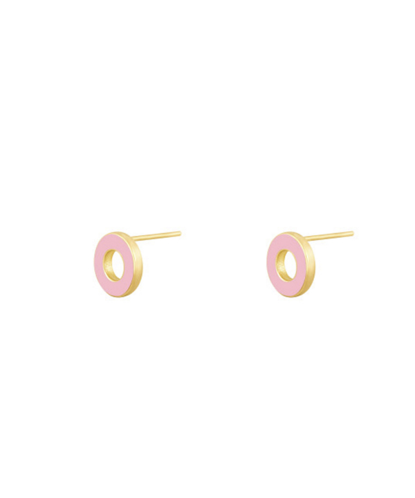 گوشواره لیندو دایره با میناکاری صورتی لایل درریس Doris کد P3557