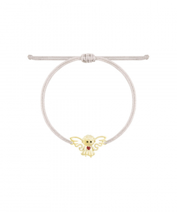 دستبند نخی لمه نقره ایی فرشته نیکه قلب قرمز با بال تو خالی درریس Doris کد P3573