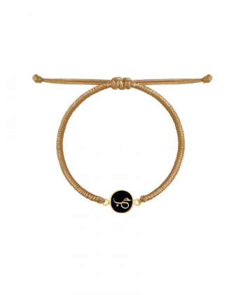 دستبند بافت طلایی متالیک حب با میناکاری مشکی درریس Doris کد P3584