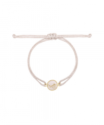 دستبند نخی لمه نقره ای حب با میناکاری سفید درریس Doris کد P3585