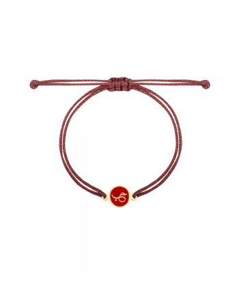 دستبند نخی لمه قرمز حب با میناکاری قرمز درریس Doris کد P3586