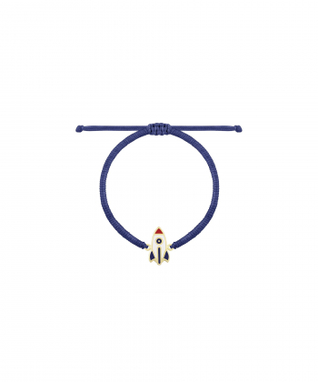 دستبند بافت سرمه ای موشک سفید با میناکاری سرمه ای و قرمز درریس Doris کد P4381