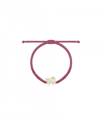 دستبند بافت رز گربه کیتی با میناکاری خاکستری درریس Doris کد P4386