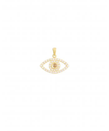 آویز تک چشم زرد بدون مژه نگین دار درریس Doris کد P4399