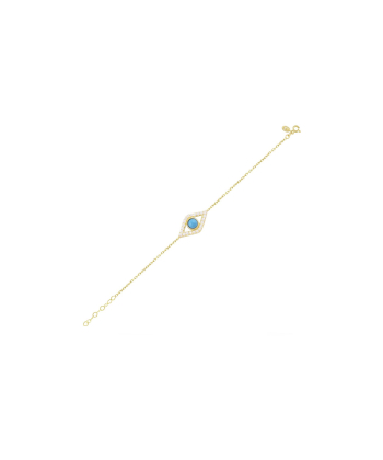 دستبند چشم فیروزه ای بدون مژه نگین دار درریس Doris کد P4402