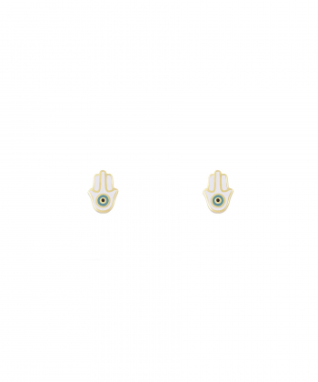 گوشواره میخی همسا با میناکاری سفید و فیروزه ای درریس Doris کد P4415