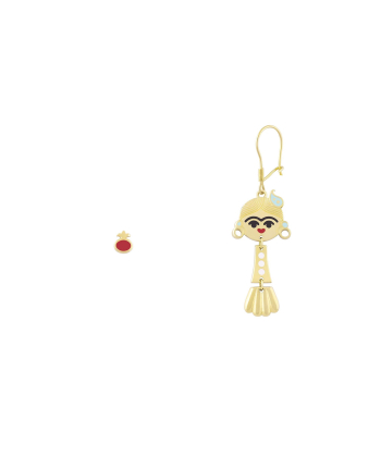 گوشواره نامتقارن یلدا با نیم تاج فیروزه فام و انارک درریس Doris کد P4426