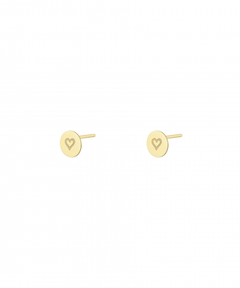 گوشواره میخی دایره با حکاکی قلب مینیمال درریس Doris کد P4601